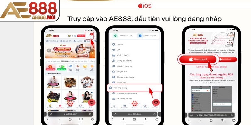 Quy trình hướng dẫn tải apps AE888 chi tiết cho anh em 