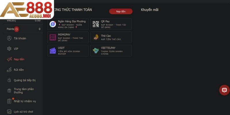 Nạp tiền AE888 là bước quan trọng để người chơi tham gia các trò chơi trực tuyến