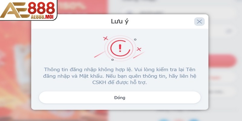 Tình trạng sai mật khẩu AE888 là do quên thông tin đăng nhập 